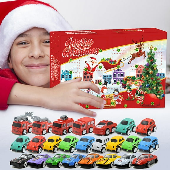 FEOLGEHLY Christmas Advent Calendar 2025 for Kids with 24 Different Vehicle Pull Back Car Racing Car Toys 24 Days Countdown Calendar Stocking Stuffer Xmas Party Holiday Favors for Boys and Girls