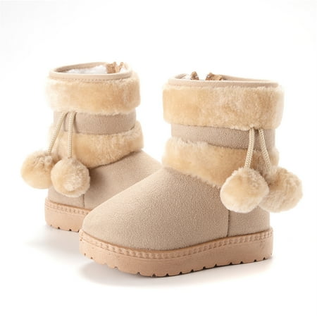 

Toddler Baby Girls Snow Boots Anti-Slip Soft Sole High Top Thermal Lined Shoes For Winter