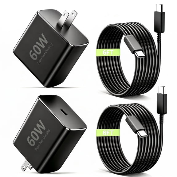 Super Fast Charger Type C, 60W USB C Wall Charger Fast Charging Block with 6FT USB-C Cable for Samsung Galaxy S26 Ultra/S26/S26 /S25 /S24/S23 Ultra/iPhone 17/16/15, Android Phone Charger