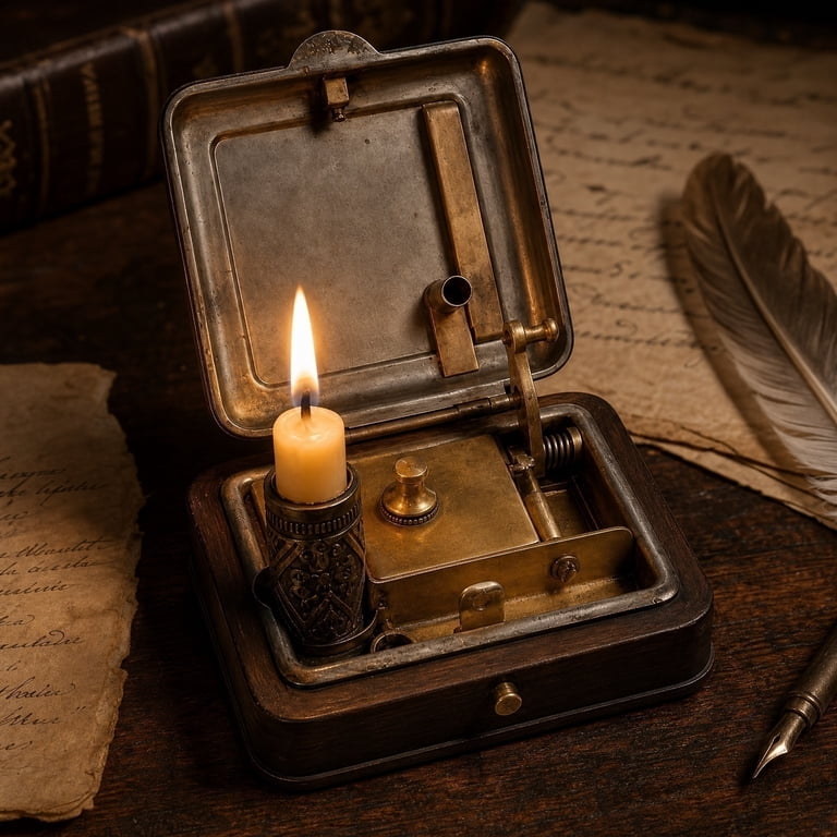 New 19th Pocket Candle Box, 19th Century Mechanical Candle Box