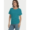 thumbnail image 2 of Women's Short Sleeve Boat Neck Dolman Top with Side Shirring, 2 of 6