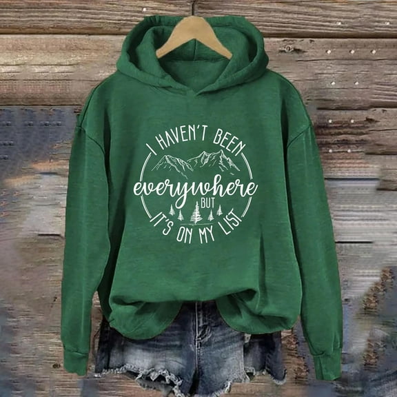 Long Sleeve Shirts for Women I Haven'T Been Everywhere But It'S On My List Funny Graphic Shirts Lightweight Sweatshirt Shirt JN
