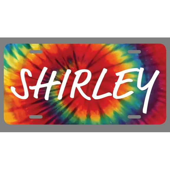 Shirley Name Tie Dye Style License Plate Tag Vanity Novelty Metal | UV Printed Metal | 6-Inches By 12-Inches | Car Truck RV Trailer Wall Shop Man Cave | NP1557