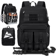RAINSMORE 15.6 Inch Camera Bags Camera Backpack for Photographers Waterproof Camera Case with Rain Cover & Tripod Holder, Black