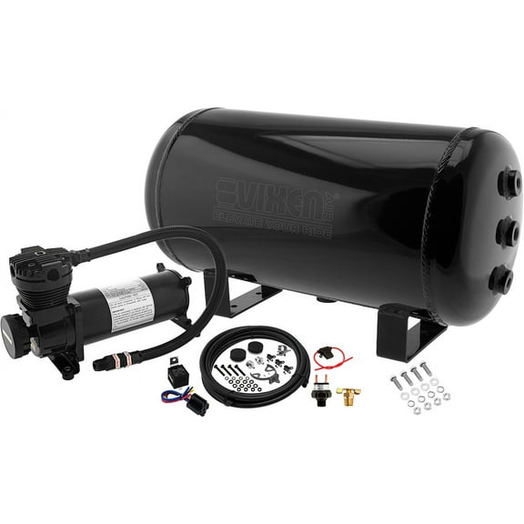 Vixen Air Suspension Kit for Truck/Car Bag/Air Ride/Spring. On Board System- 200psi Compressor, 6 Gallon Aluminum Tank. For Boat Lift,Towing,Lowering,Load Leveling Bags,Train Horn,Semi/RV VXO4852AB