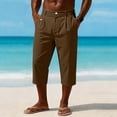 thumbnail image 2 of DODADAWANJ Mens Chino Pants Capris Big and Tall Below Knee Shorts with Pockets Solid Color Outdoor Capri Pant Trendy Beach Casual 3/4 Pants Brown XXL, 2 of 9