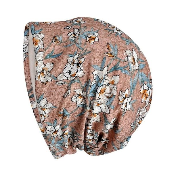 Minnieouse Sombrero para el sol a prueba de viento para ciclismo, gorro de algodón de moda y protector, turbante de encaje, gorro suave para Sombreros Flor de loto de naranja