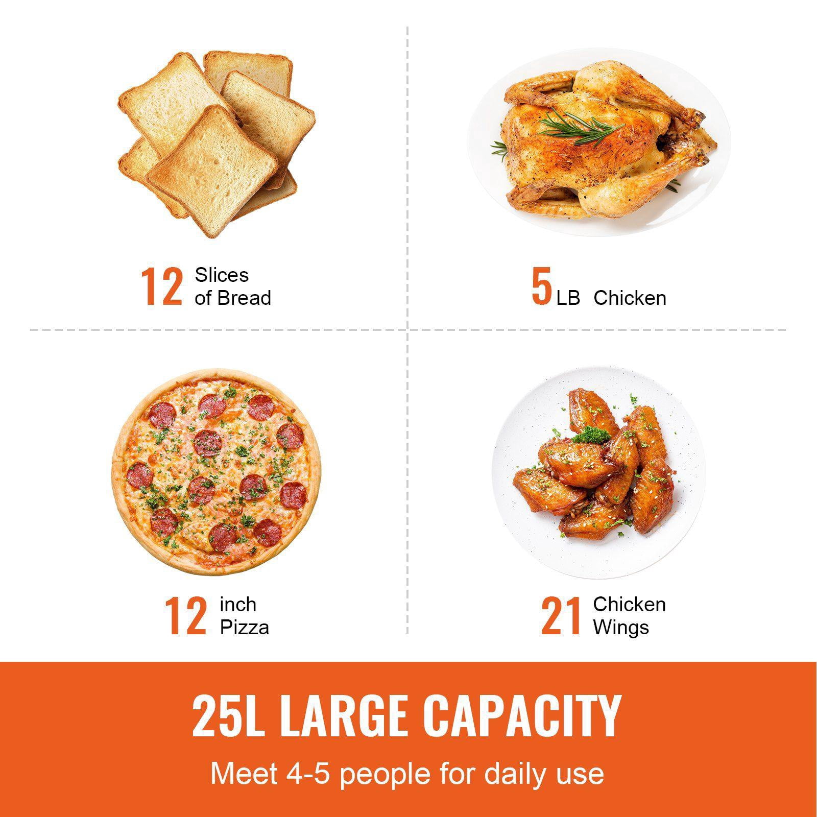 12 in 1 Air Fryer Toaster Oven 25L Convection Oven 1700W Stainless Steel Countertop Combo with Grill Pizza Pan Gloves 12 Slices Toast 12 Inch Pizza for Home and Commercial Use