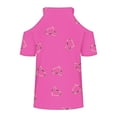 thumbnail image 5 of TKLPEHG Tops for Women Trendy Loose V Neck Cold Shouler Tops Short Sleeve T Shirts Lightweight Summer Heart Print Graphic Tee Casual Going Out Tops Blouse(Pink,L), 5 of 5
