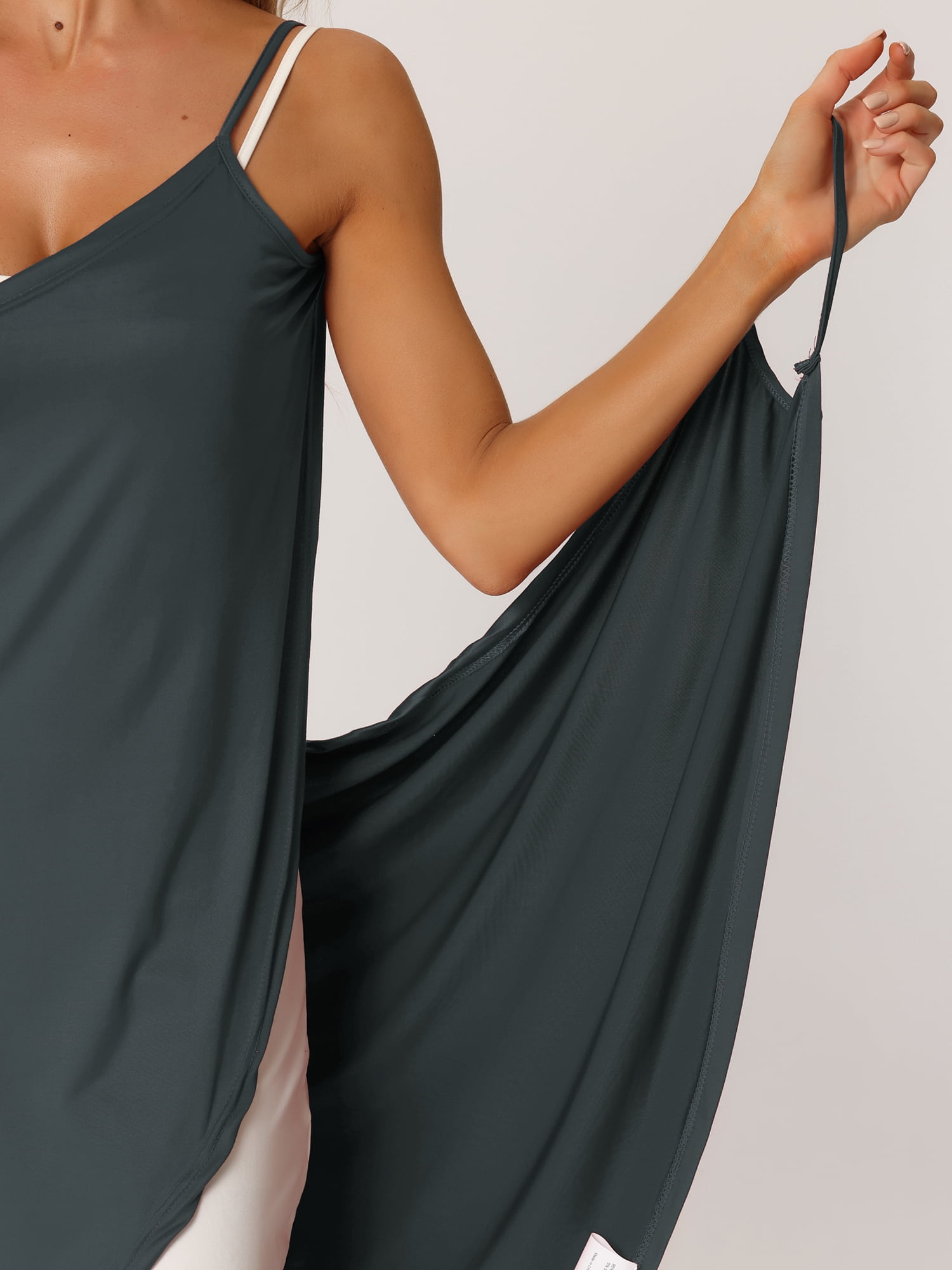 DARING DIVA Women's Beach Summer Backless Spaghetti Strap Dress S Gray