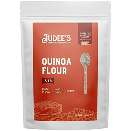 Judee's Quinoa Flour 5 lb, Non-GMO, Vegan - Great for Making Pancakes, Muffins, Pie Crusts, Quiches, and Breads - Made in a Dedicated Gluten-Free Facility