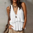 thumbnail image 7 of Womens Cotton Linen Tank Top Sleeveless V Neck Babydoll Peplum Blouse Loose Fit Ruffle Hem Flowy Summer Tops, 2026 New Limited-time Off, 7 of 7