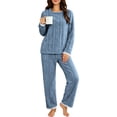 thumbnail image 6 of Frostluinai Womens Fuzzy Fleece Pajama Sets Long Sleeve Plush Pullover Warm Lounge Pants Soft Comfy Sleepwear Loungewear Two Piece, 6 of 10