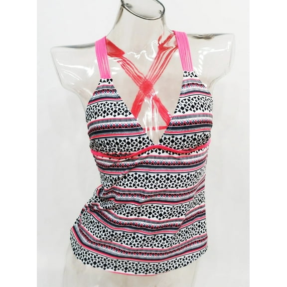 SO Pink Macrame Racerback Deep V-neck Tankini Top Swimwear Juniors' Women's Small
