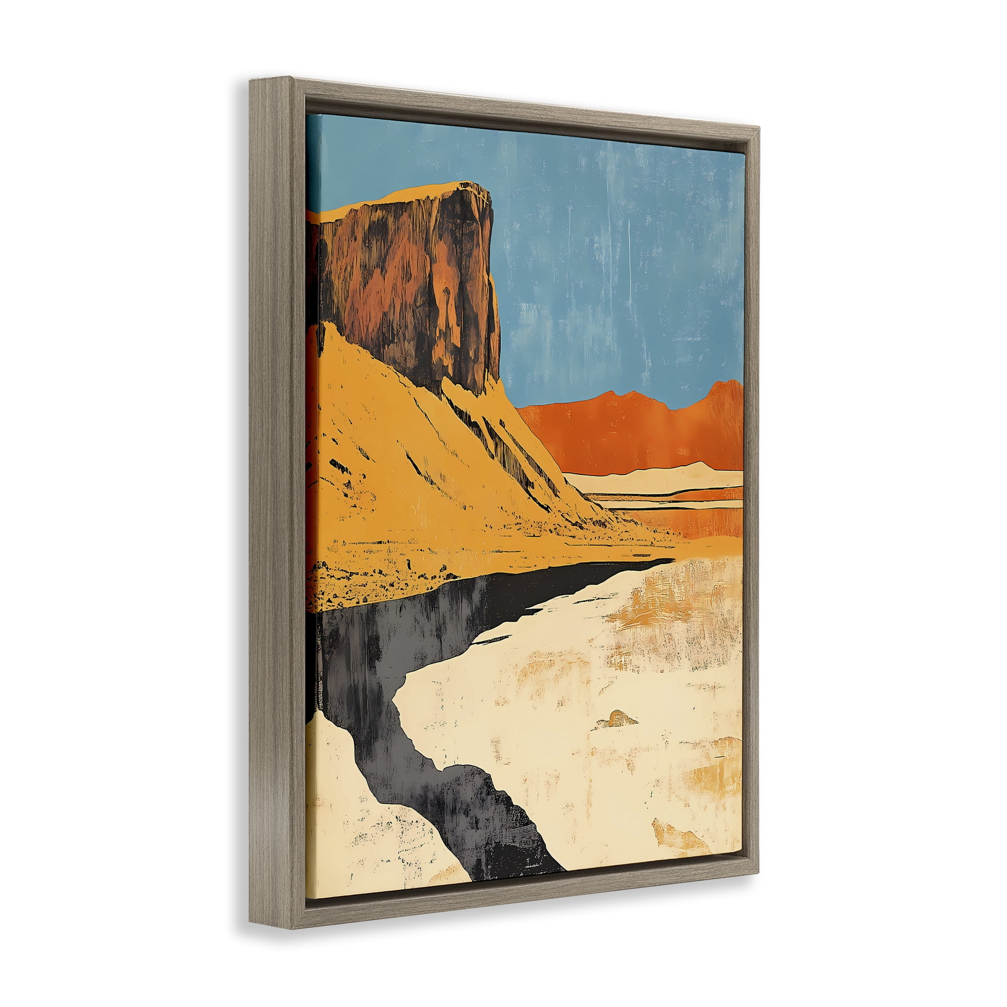 Stupell Industries Canyon Pass Pathway Brown Framed Floater Canvas Wall Art, design by Walker Noble