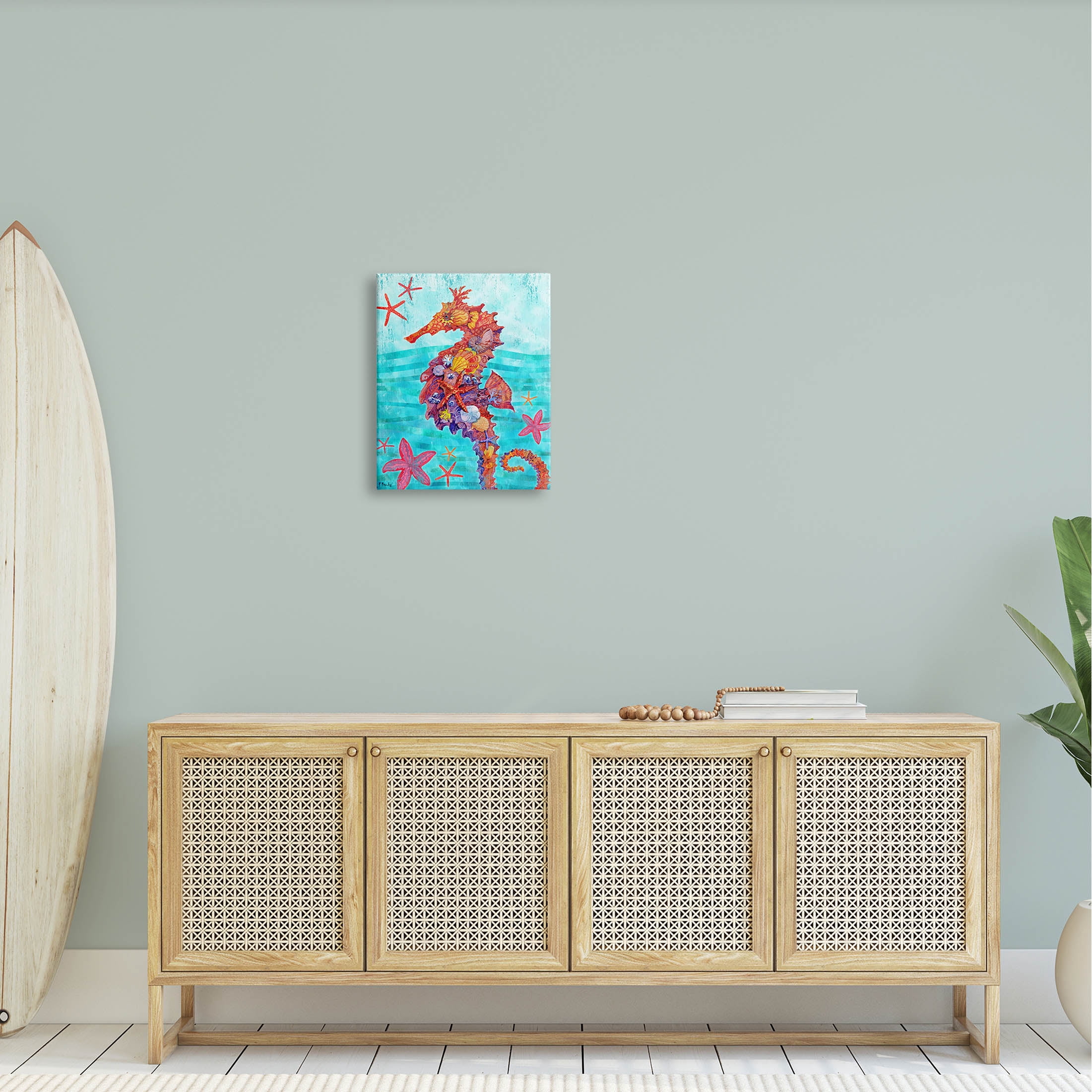 Stupell Industries Nassau Seahorse Aquatic Shell Collage Graphic Art Gallery Wrapped Canvas Print Wall Art, Design by Paul Brent