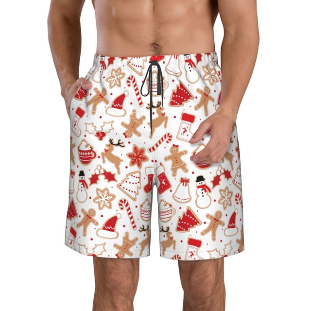 Balery Gingerbread Holiday Sweets Traje de Baño Estilo Hawaiano para Hombre, Shorts de Secado Rápido con Bolsillos-3X-Large