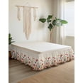 thumbnail image 2 of Pink Orange Teal Spring Floral Wrap Around Bed Skirts for King Bed 16" Drop,Bed Skirt with Adjustable Elastic Belt Dust Ruffle Bed Valance Watercolor Botanical Summer Flowers Bed Frame Cover, 2 of 7