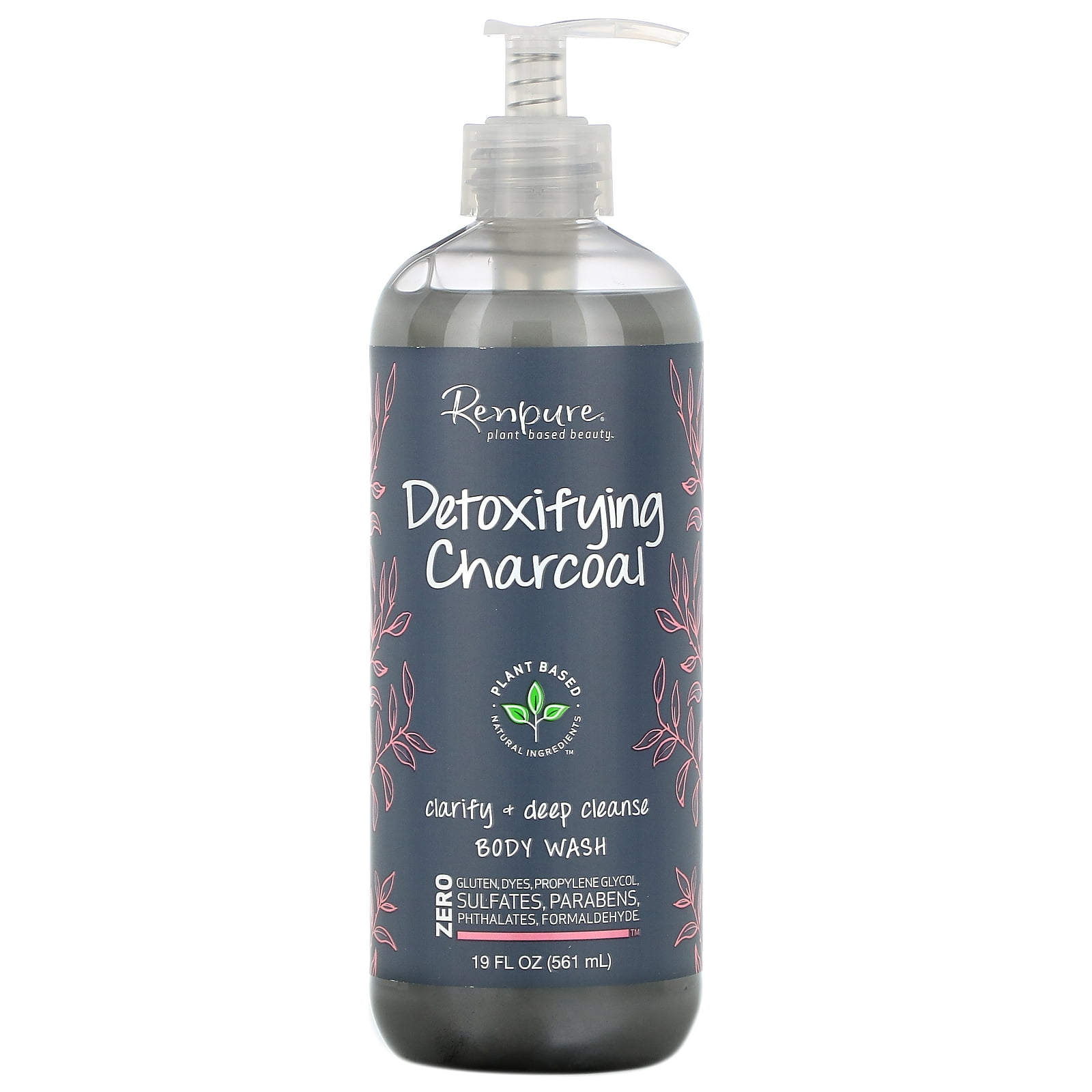 Renpure Detoxifying Charcoal, Clarifying + Deep Cleanse Body Wash, 19