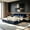 Dark Blue, variant on Modern King Size Upholstered Bed Frame with Segmented Plump Compressed Sponge Headboard, Shiny velvet & Sturdy Leg, Gray