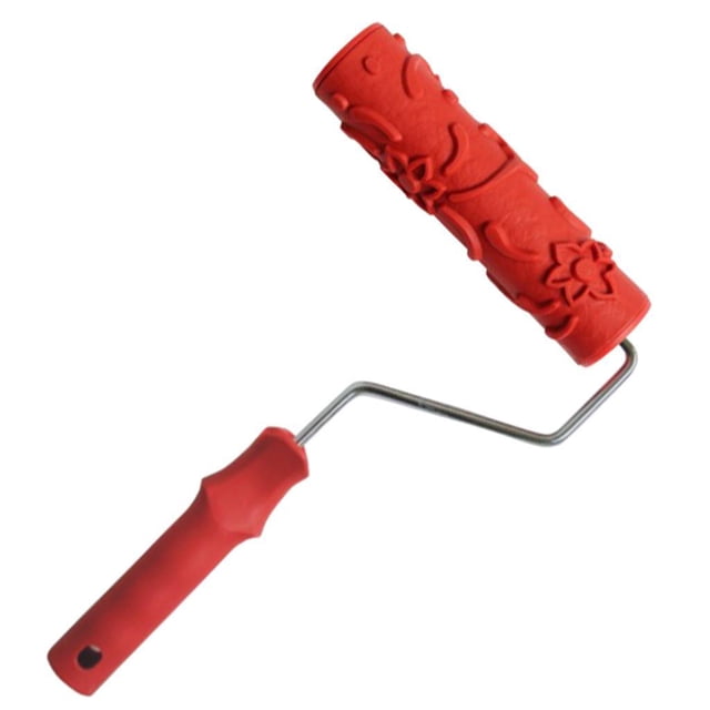 Sonducket Herramienta de cepillo de rodillo de pintura de flores Empaistic de decoración de pared DIY de 7 con mango Sombreros Rojo EG289T