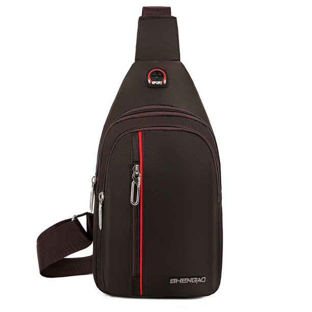 Bolso bandolera, bolso de viaje para hombro en el pecho, bolso de día informal, para hombre y mujer, con orificios para auriculares, resistente al agua