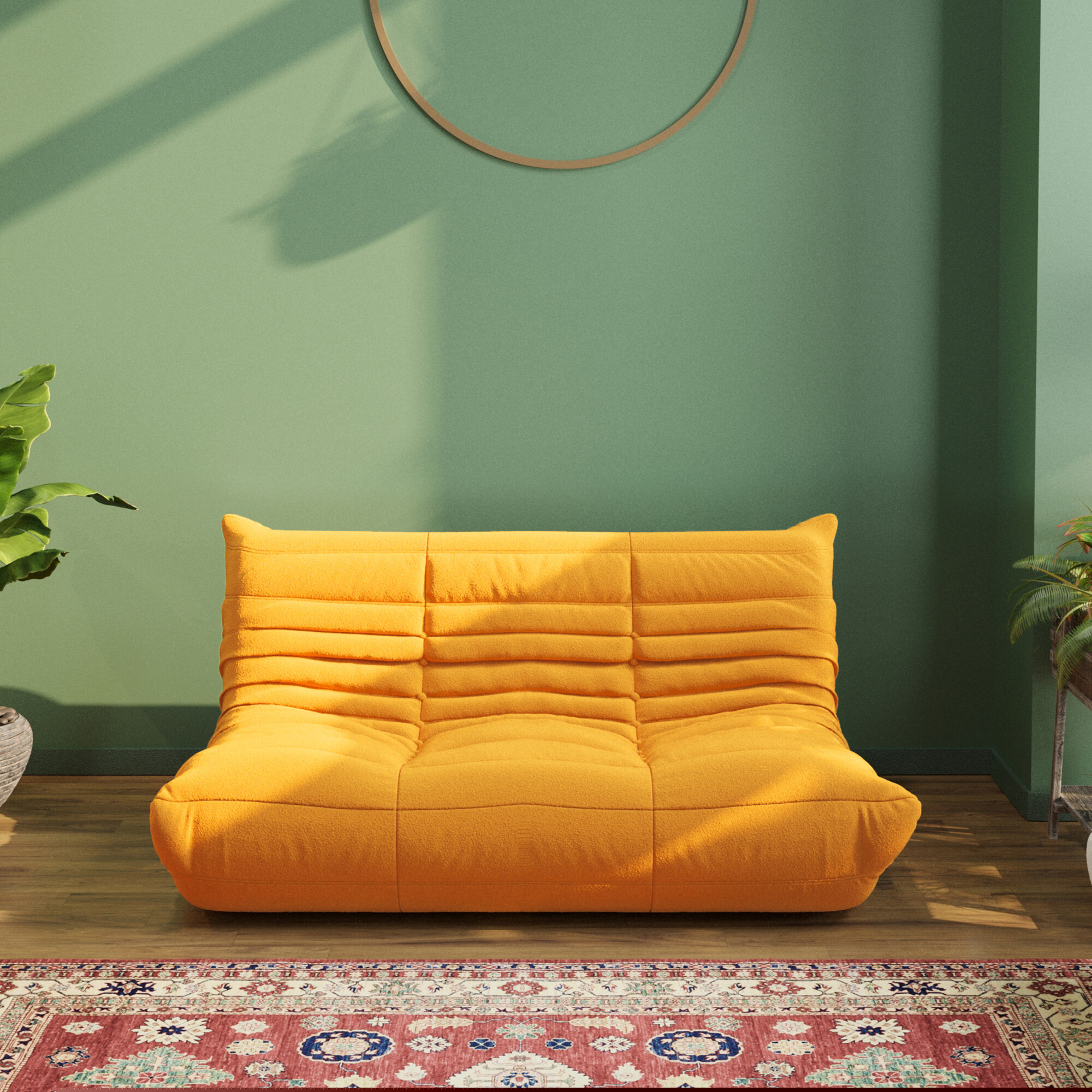 thumbnail image 3 of 90" Modern Cloud Couch for Living Room, Boucle LoveSeat 3 Seater Sofa, Plush Floor Sofa Couch for Bedroom, Apartment, Small Space (Blue Couch, No Assembly Required), 3 of 9