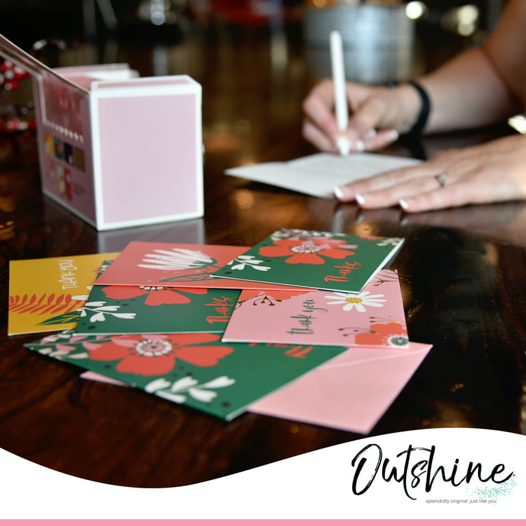 Outshine Bulk Blank Note Cards with Envelopes in Cute Storage Box