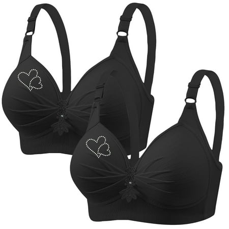 POIUYTR 2 Pack Push Up Bra for Women Plus Size Uplift Sculpting T-Shirt Bra Full Coverage Bra No Wirefree Bras Padded Plunge
