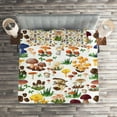 thumbnail image 2 of Ambesonne Nature Quilted Coverlet 3 Pcs, Mushrooms Wild Nature Print, Queen Size, Multicolor, 2 of 2