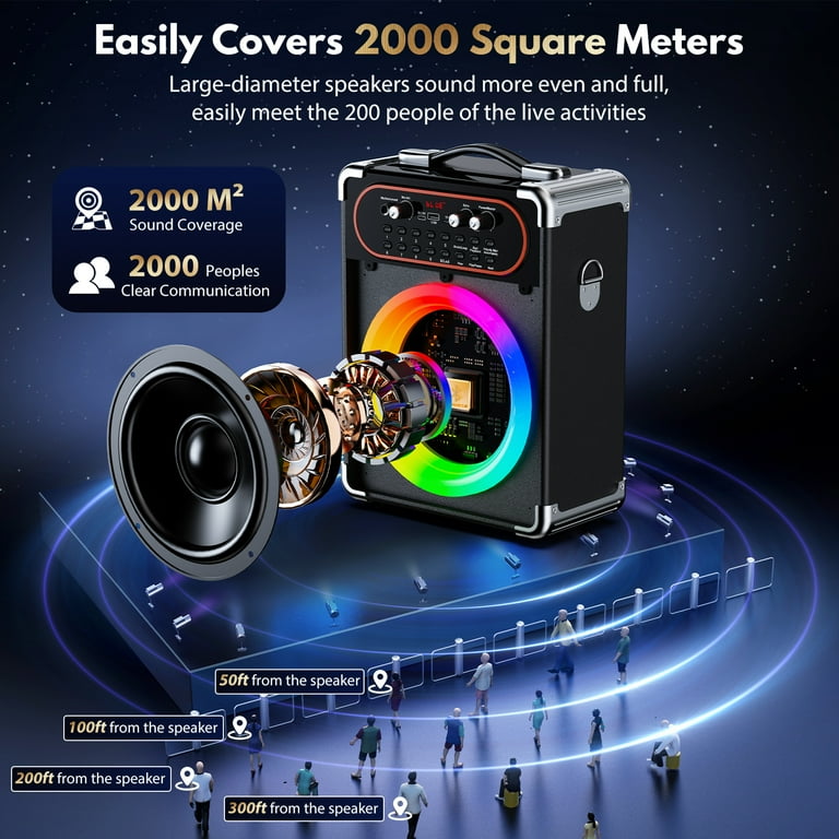 JYX, Karaoke Machine, Portable Bluetooth with 2 Microphones, DJ