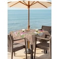 thumbnail image 2 of Outdoor Tablecloth with Umbrella Hole and Zipper, Spring Daisy Square Table Cloth 60x60 Inch Waterproof Tablecloth, Pink Flowers Wreath Leaves Farmhouse Brown Picnic Table Cover for Patio Camping, 2 of 7