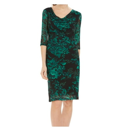 Connected Apparel Womens Sheath Dress Petite Floral Mesh Black 6P