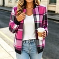 thumbnail image 4 of Lutiedan Plaid Bomber Jacket for Women Zip up Long Sleeve Cropped Jackets Fall Winter Casual Warm Outwear with Pocket S-XXL,Hot Pink, 4 of 8