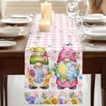thumbnail image 3 of Easter Eggs Table Runner, Spring Floral Gnomes Plants Butterflies Pink Plaid Cotton Linen Table Runners 108 Inches Long, Dresser Scarf Runner for Dining/Living Room/Kitchen/Square Tables 13''x108'', 3 of 9