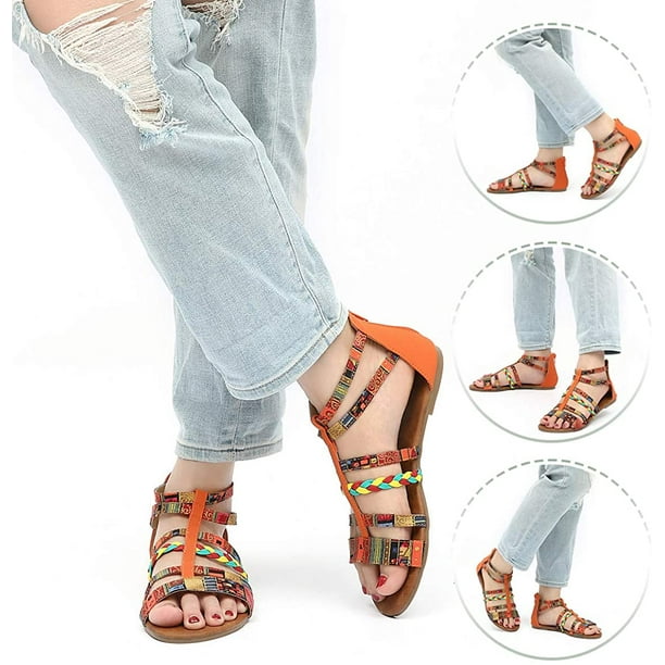 Ankle strap buckle flip flop gladiator thong flat sandals discount