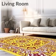 thumbnail image 2 of ODIKA 8'x10' Machine Washable Non-Slip Area Rug, Elegant Floral Mosaic Featuring Interlaced Bloom and Vine Motifs High Traffic Rug, Yellow, 663172, 2 of 7