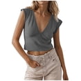 thumbnail image 1 of Camisetas para las Mujeres de Ajuste Suelto Casual Sólido V-Cuello Blusa, Moda Manga Corta Cuello Redondo Top para el Hogar Y el Uso Diario, Tela Suave, 1 of 8