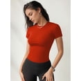 thumbnail image 4 of MOYIKO Crewneck T Shirts for Women Short Sleeve Slim Fitted Tees Basic Tight Summer Tops, 4 of 7