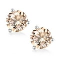 thumbnail image 2 of Gem Stone King 10K White Gold Peach Morganite 3 Prong Martini Screw Back Stud Earrings for Women Men (3.40 Cttw, Gemstone October Birthstone, Round 8MM), 2 of 4