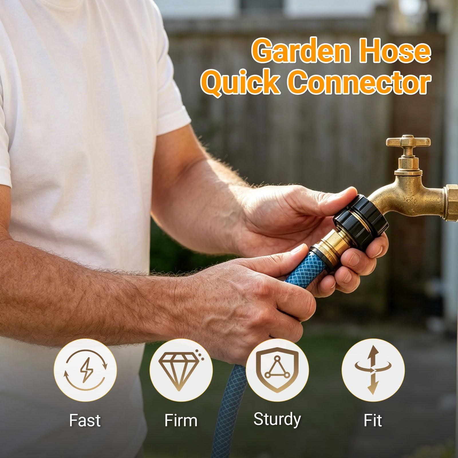 3/4 Inch Garden Hose Quick Connector, Quick Connect Hose Fittings with Gasket, Robust and lightweight structure