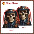 thumbnail image 2 of Gangster Death Skull Gothic Art Drawstring Gift Bag Soft Pouch Reusable Favor Bags for Christmas, Halloween, Candy, Wedding, Birthday, 2 of 7