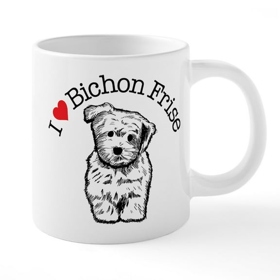 CafePress - I Love Bichon Frise - 20 Oz White Ceramic Mega Mug