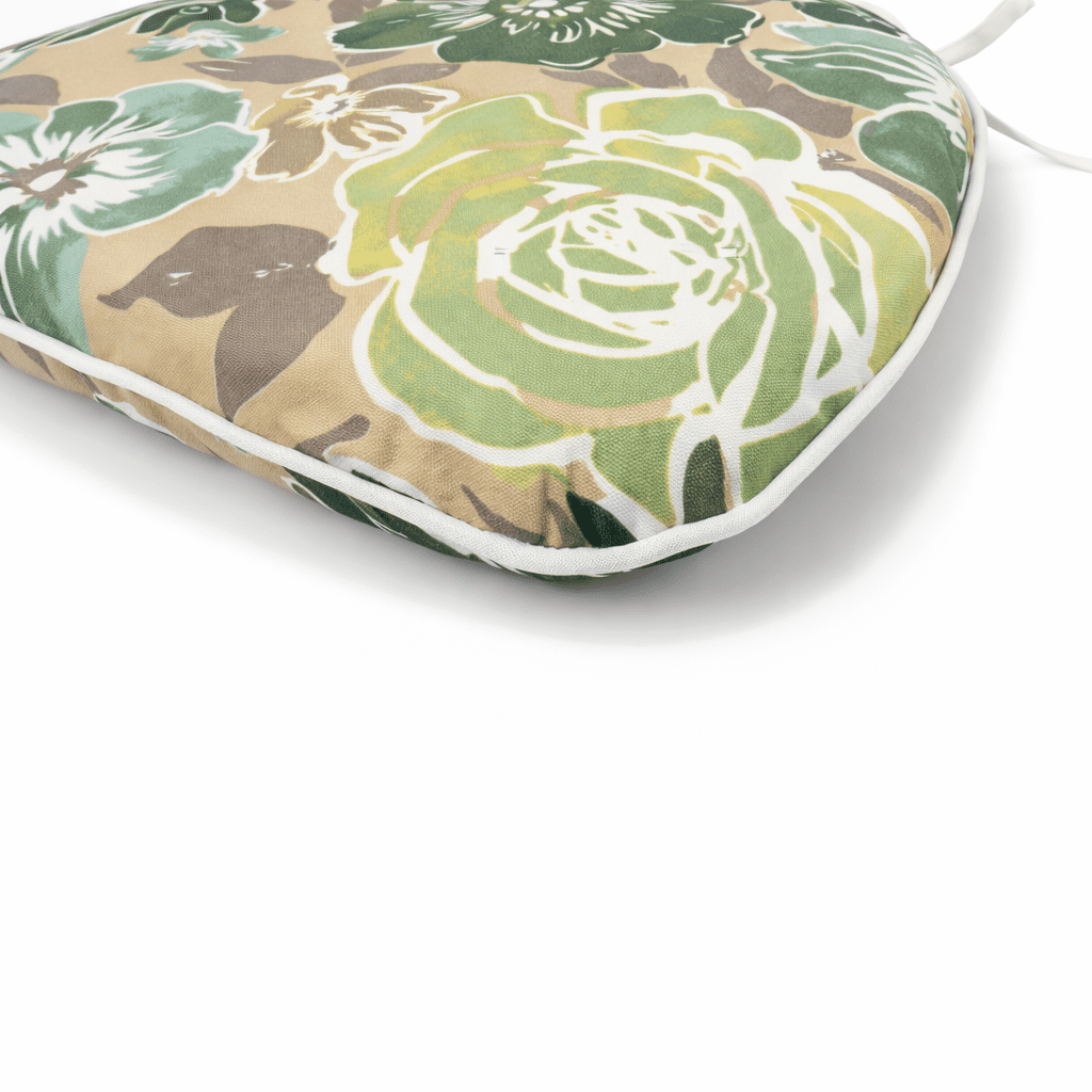 Outdoor Patio Chair Cushions Set of 4, Water-Repellent U-Shape Thick Foam Seat Cushions with Ties, 17"x16"x2" All-Weather Cushions for Garden Patio & Dining Chairs, Green Leaf