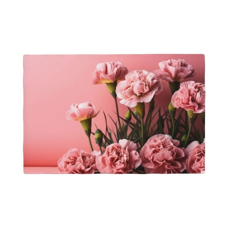 

Table Placemats Set of 6 - Delicate Pink Carnations A 12x18 In Faux Linen Double Heat Resistant Place Mats Cloth Indoor/Outdoor Placemats Washable Table Mats for Dining Kitchen Party
