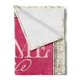 thumbnail image 2 of Saying Soft Flannel Fleece Throw Blanket, Housewarming Welcoming Theme Typography Antique Frame with Flowers and Birds, Cozy Plush for Indoor and Outdoor Use, 60" x 80", Pink Tan, by Ambesonne, 2 of 5
