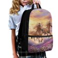 thumbnail image 3 of Uourmeti Smooth Double Zipper Backpack for Travel School, 17 Inch Durable Zippered School Bookbag, Running Horses Purple Flower Field, 3 of 6