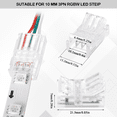 thumbnail image 2 of 40 Pcs 3 Pin 10mm Solderless LED Light Strip Connectors Clear Track Lighting Connectors for 5050 RGB Strip Light, 2 of 6