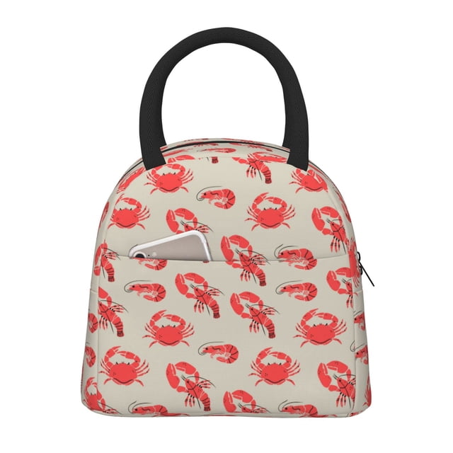 Fotbe Crab Lobster 1 Bolsa de Almuerzo con Estampado, Lonchera Aislada, Contenedor de Comida Reutilizable Tipo Cooler a Prueba de Fugas
