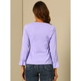 thumbnail image 4 of DARING DIVA Ruffle V Neck Chiffon Peasant Blouse XL Light Purple, 4 of 6